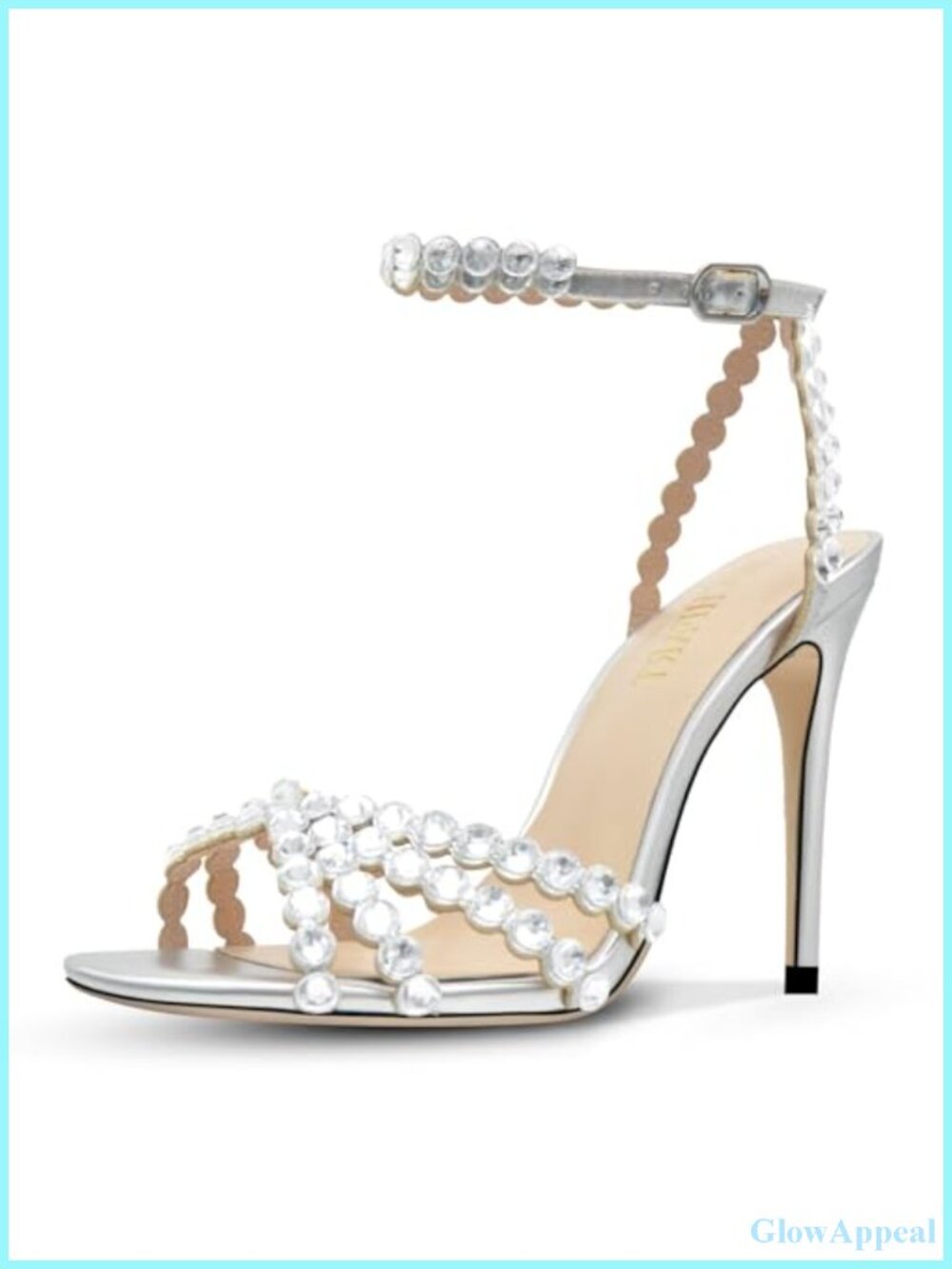 Rhinestone Strappy Stiletto Heel Sandals Buckle Round Toe Dressy Pumps